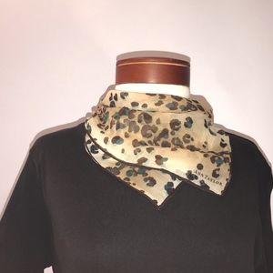 Ann Taylor leopard print scarf brown & turquoise